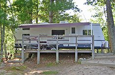 Rental trailer at Four Seasons Camping Area.